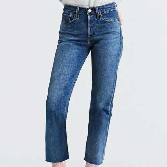 Levi’s 501 Button Fly Raw Hem Jeans Medium Wash | EUC - Picture 1 of 11